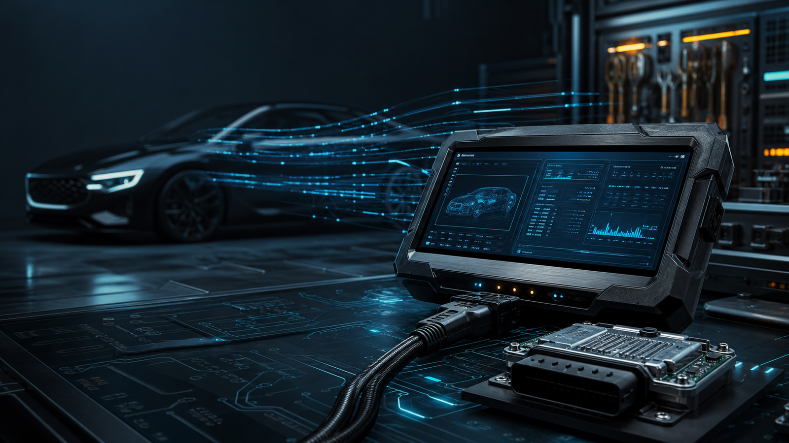 Professional ECU and TCU programming workstation with vehicle data streams